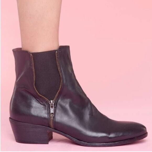 Sam Edelman Black Leather Parley Side Zip Booties - Picture 1 of 9